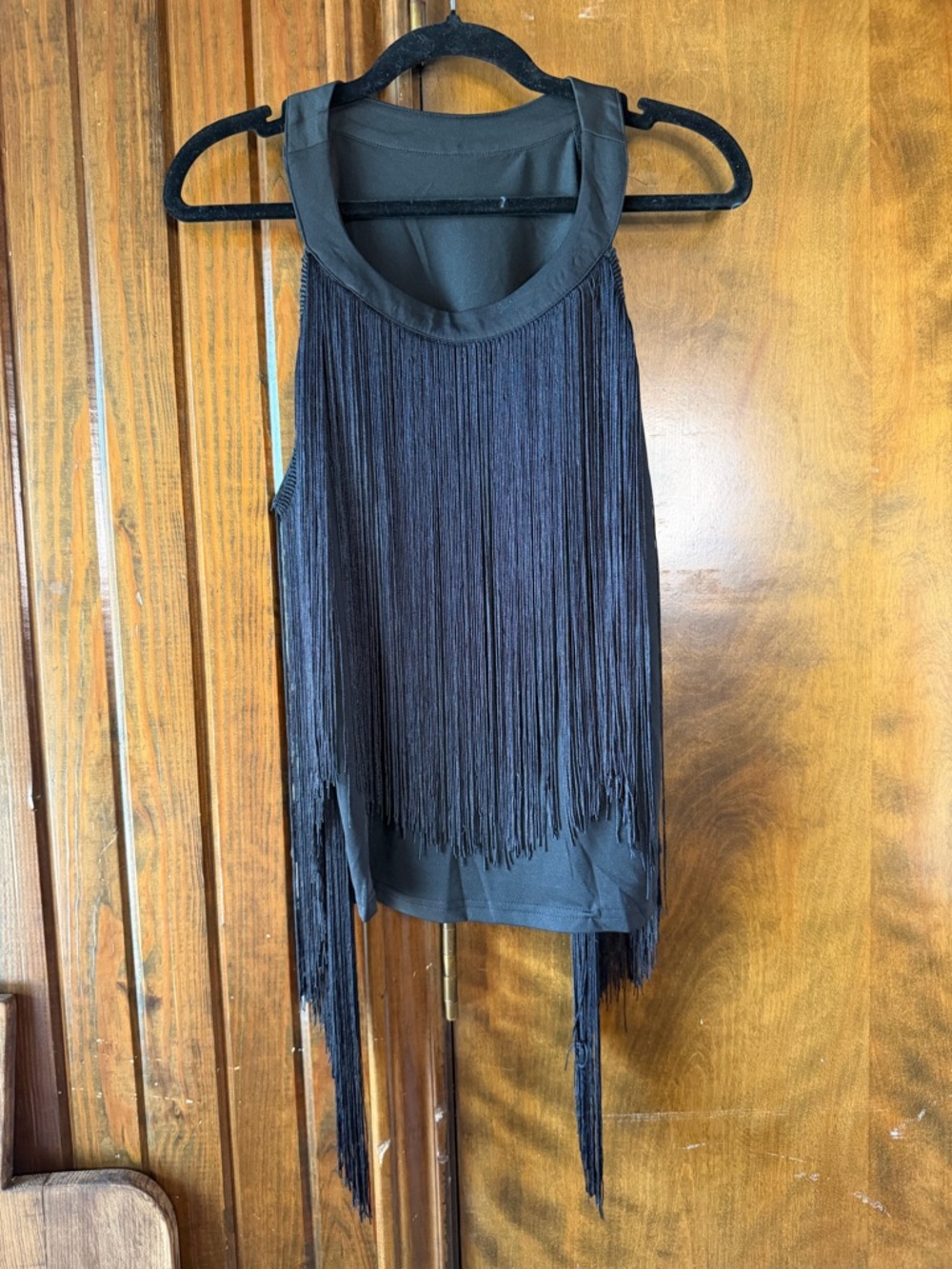 Black Fringe Sleeveless Top
